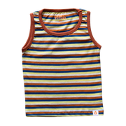 Boys Yarn-Dyed Striped Sleeveless T-Shirt - Brown/Yellow stripes