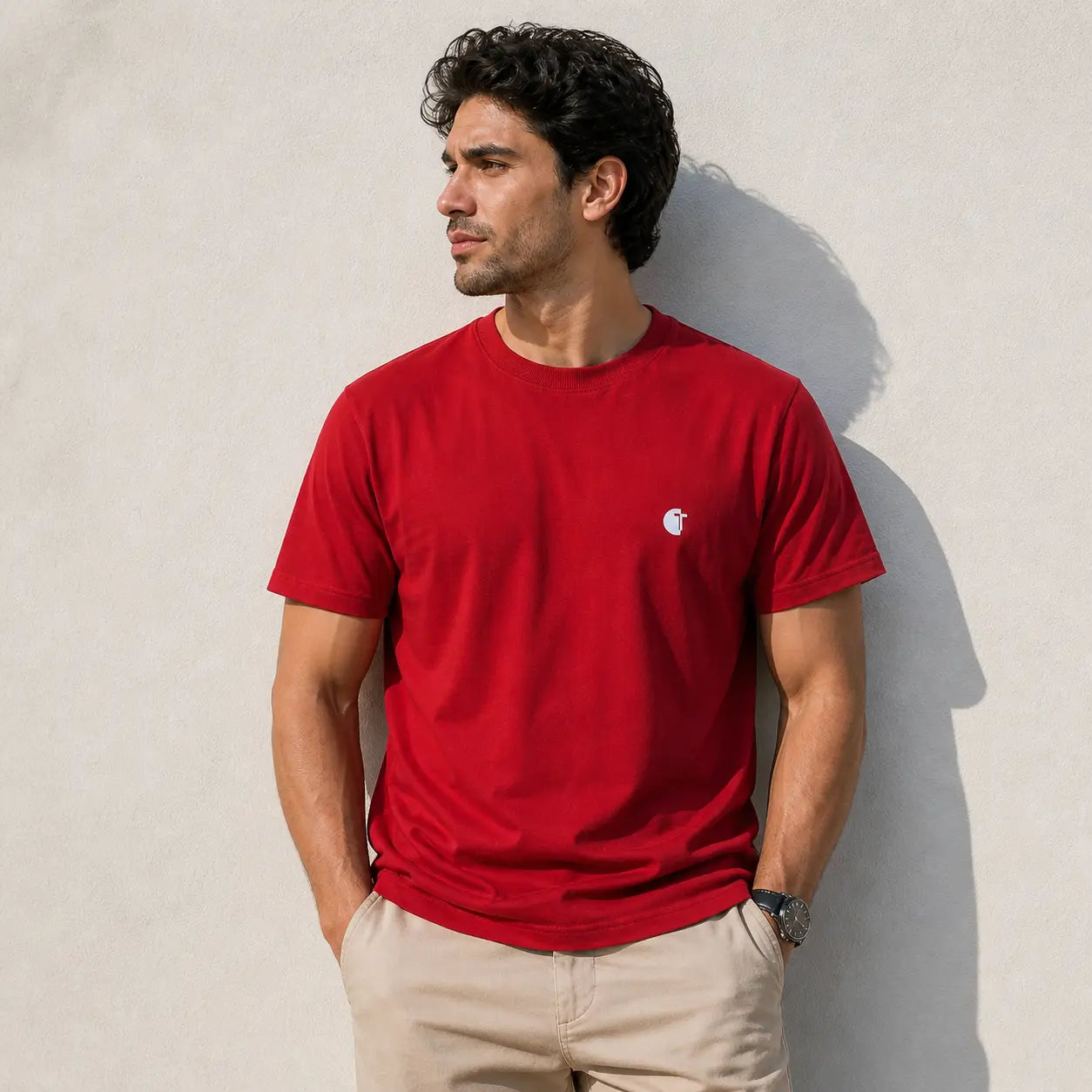 Chaos Theory Men's Bold Red Half Sleeve T-Shirt