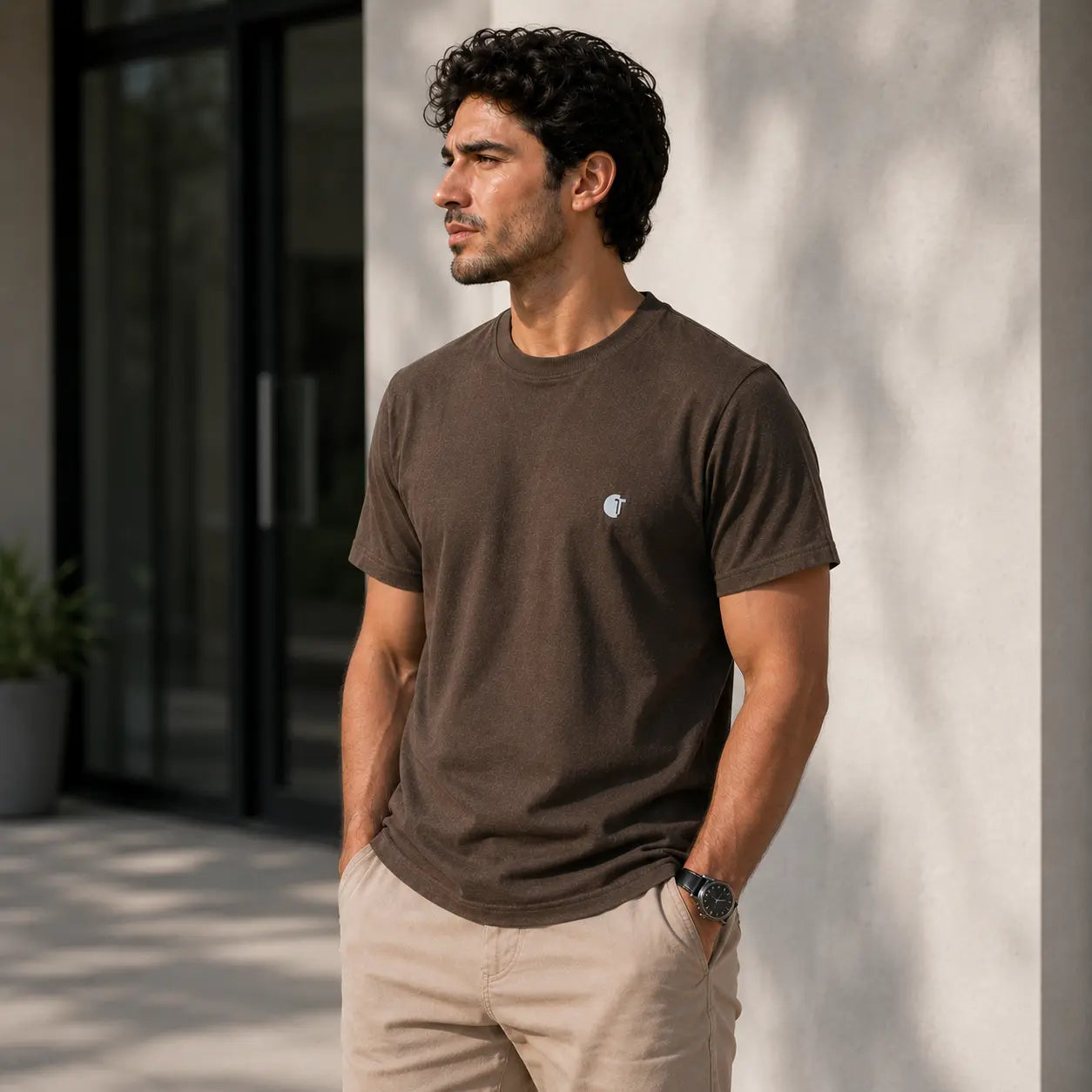 Chaos Theory Men's Bold Brown Half Sleeve T-Shirt