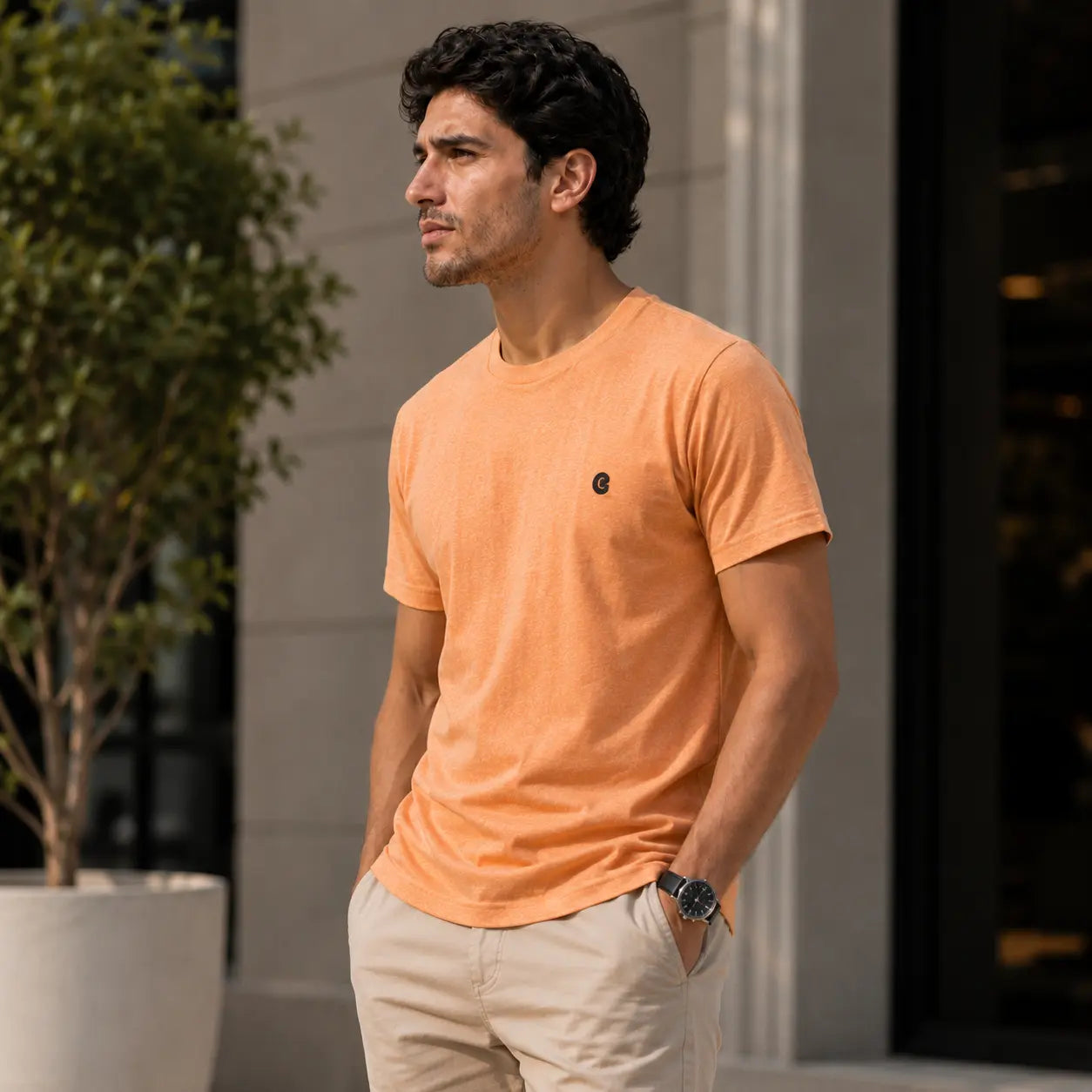 Chaos Theory Men's Bold Peach Half Sleeve T-Shirt