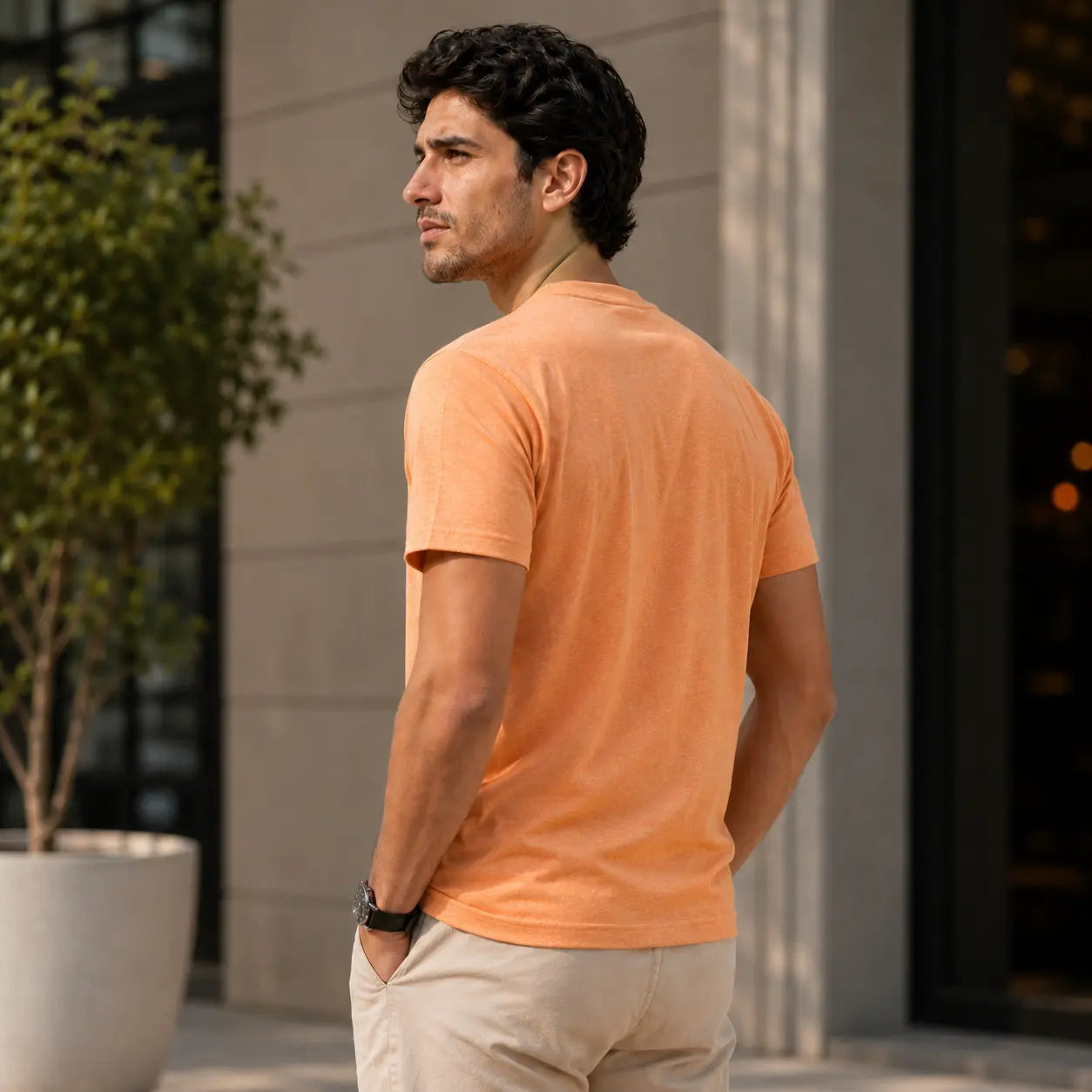 Chaos Theory Men's Bold Peach Half Sleeve T-Shirt