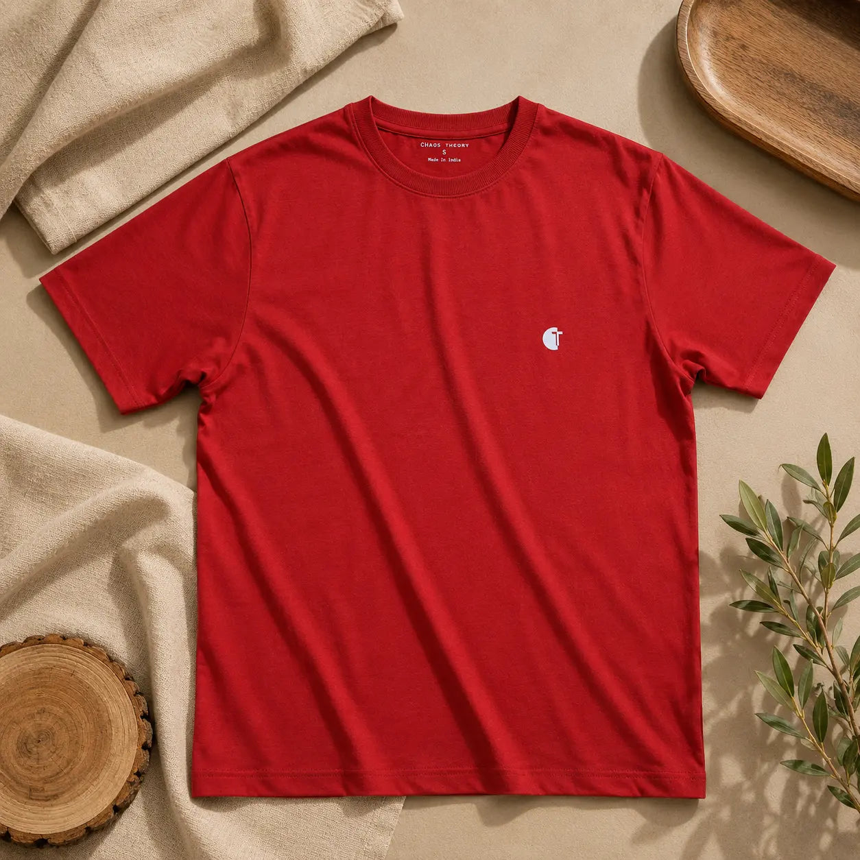 Chaos Theory Men's Bold Red Half Sleeve T-Shirt