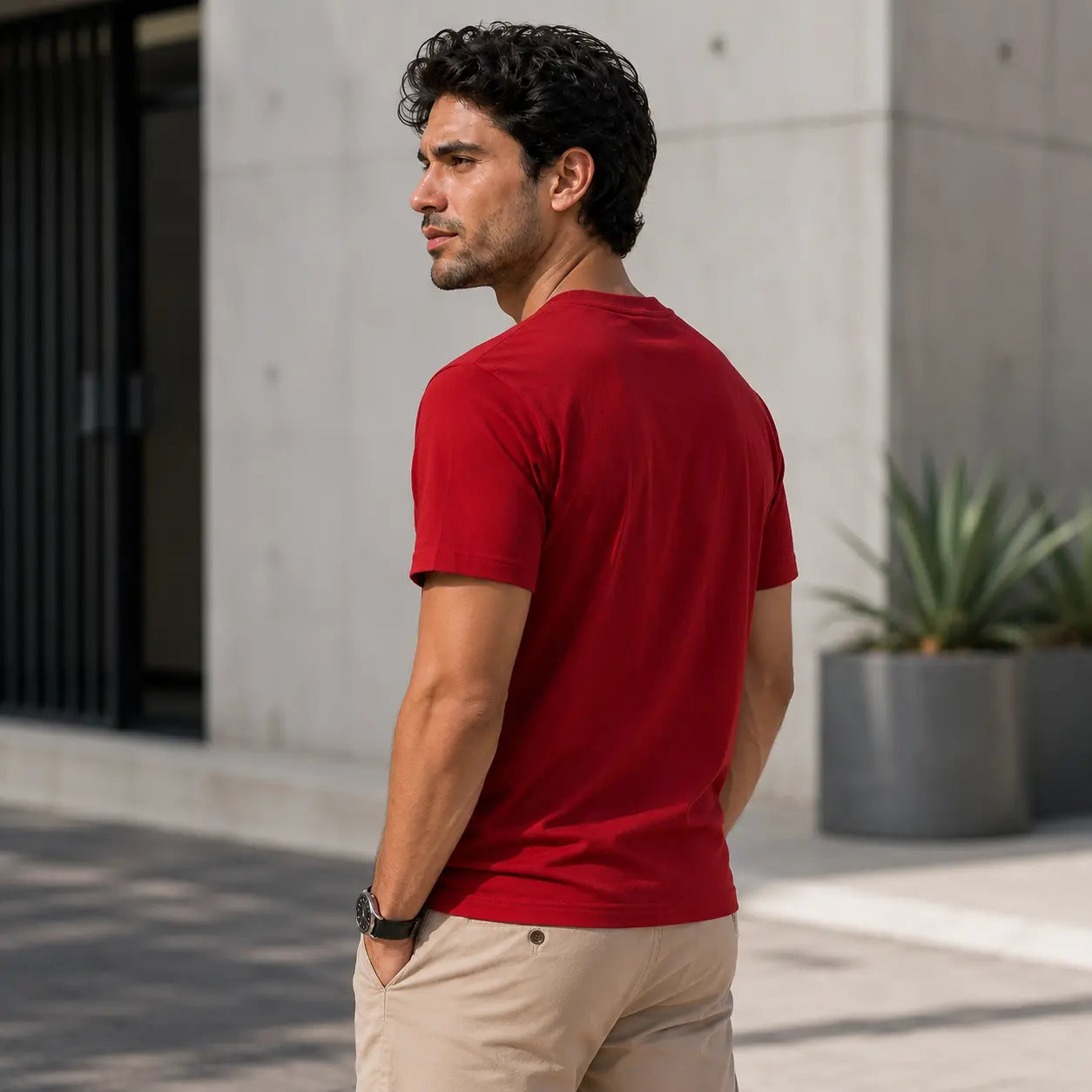Chaos Theory Men's Bold Red Half Sleeve T-Shirt