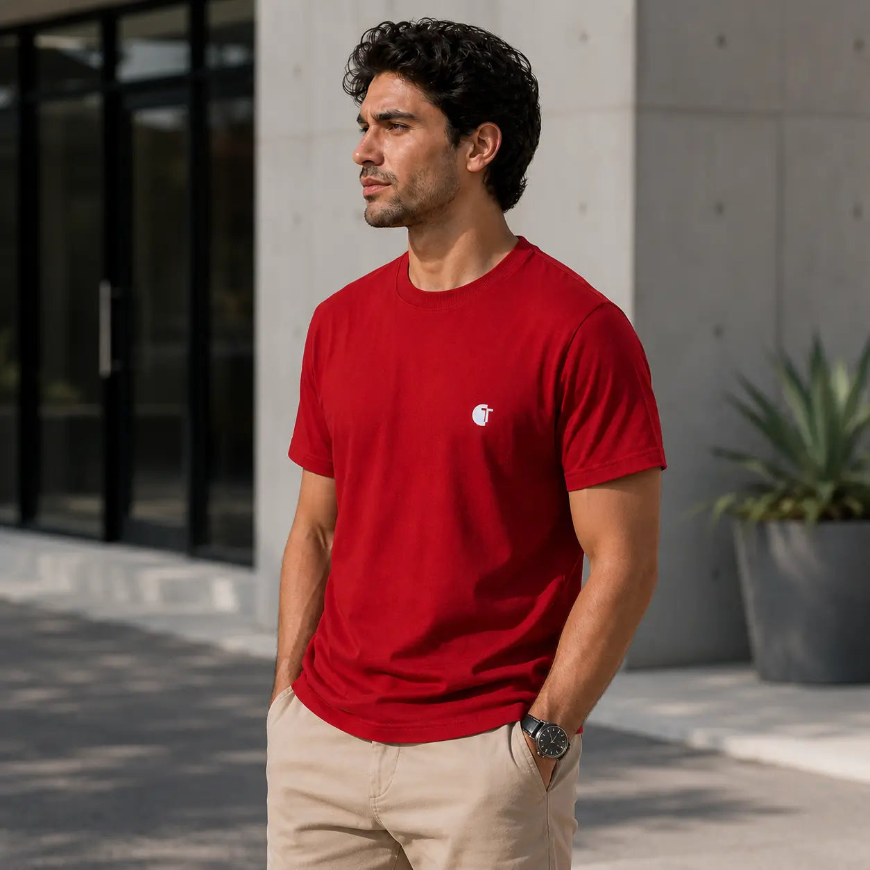 Chaos Theory Men's Bold Red Half Sleeve T-Shirt