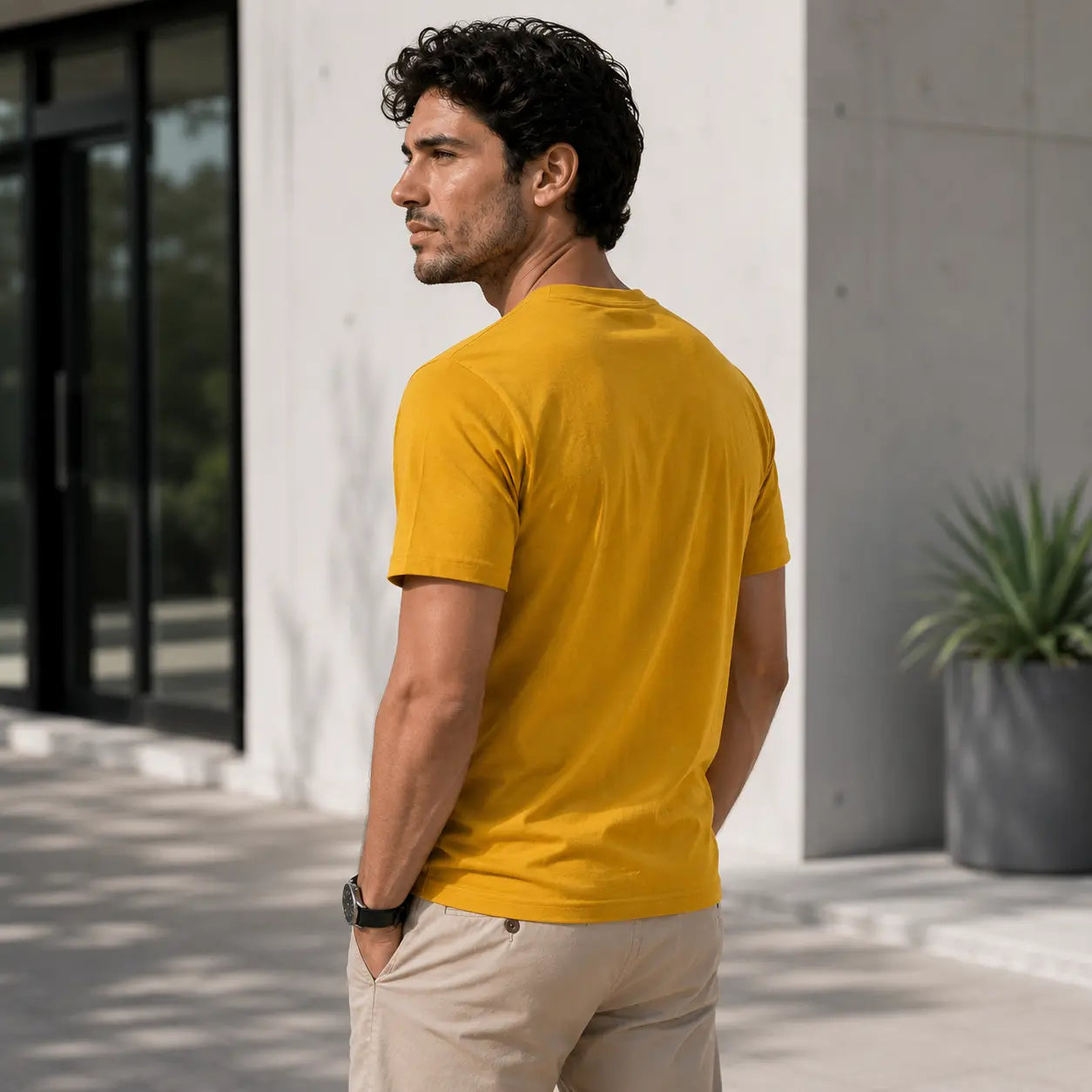 Chaos Theory Men's Bold Yellow Half Sleeve T-Shirt