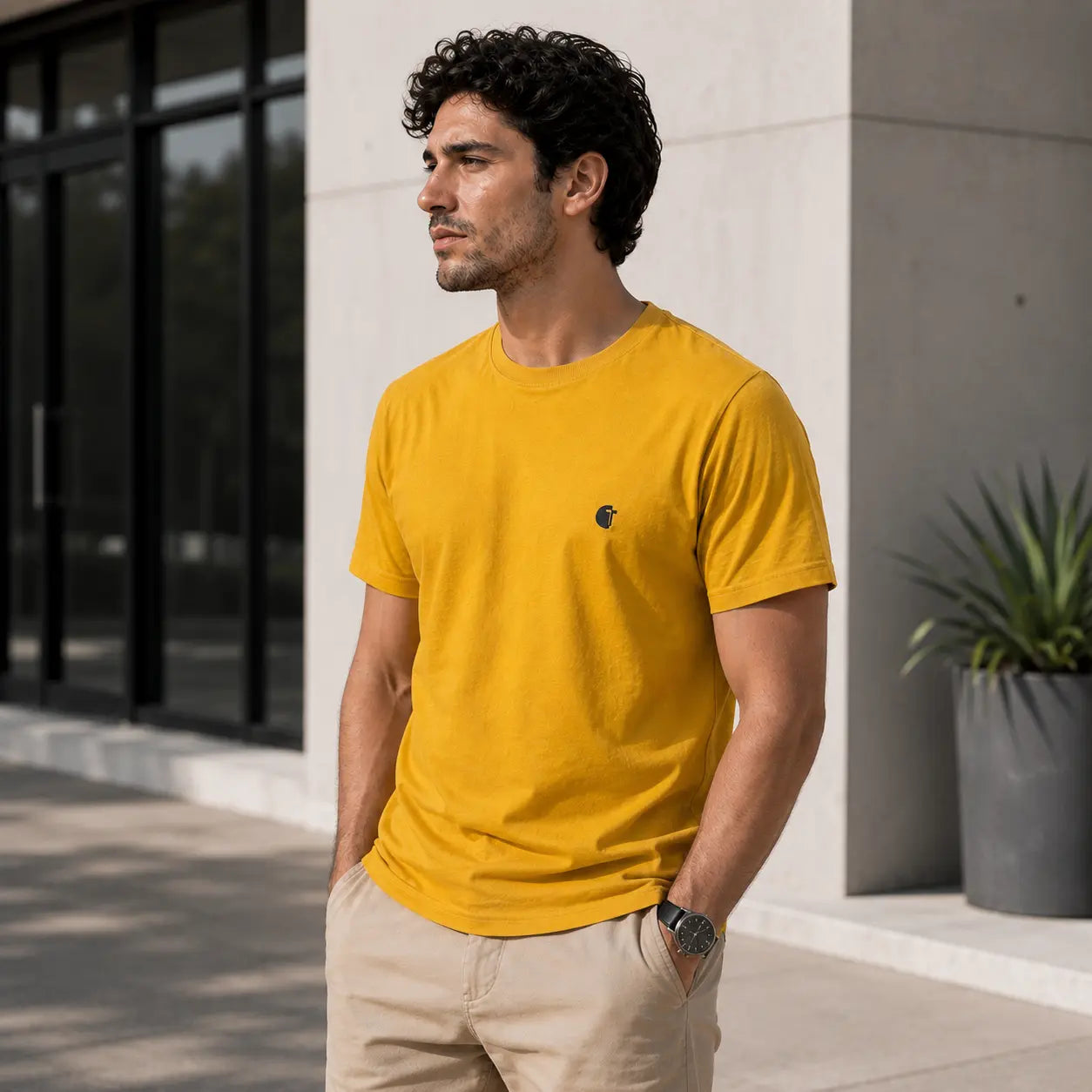 Chaos Theory Men's Bold Yellow Half Sleeve T-Shirt