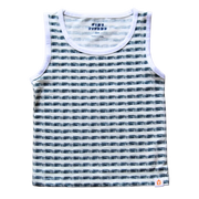Boys Printed Striped Sleeveless T-Shirt - Navy stripes