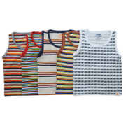 Boys Printed Striped Sleeveless T-Shirt - Navy stripes