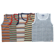 Boys Yarn-Dyed Striped Sleeveless T-Shirt - Beige stripes