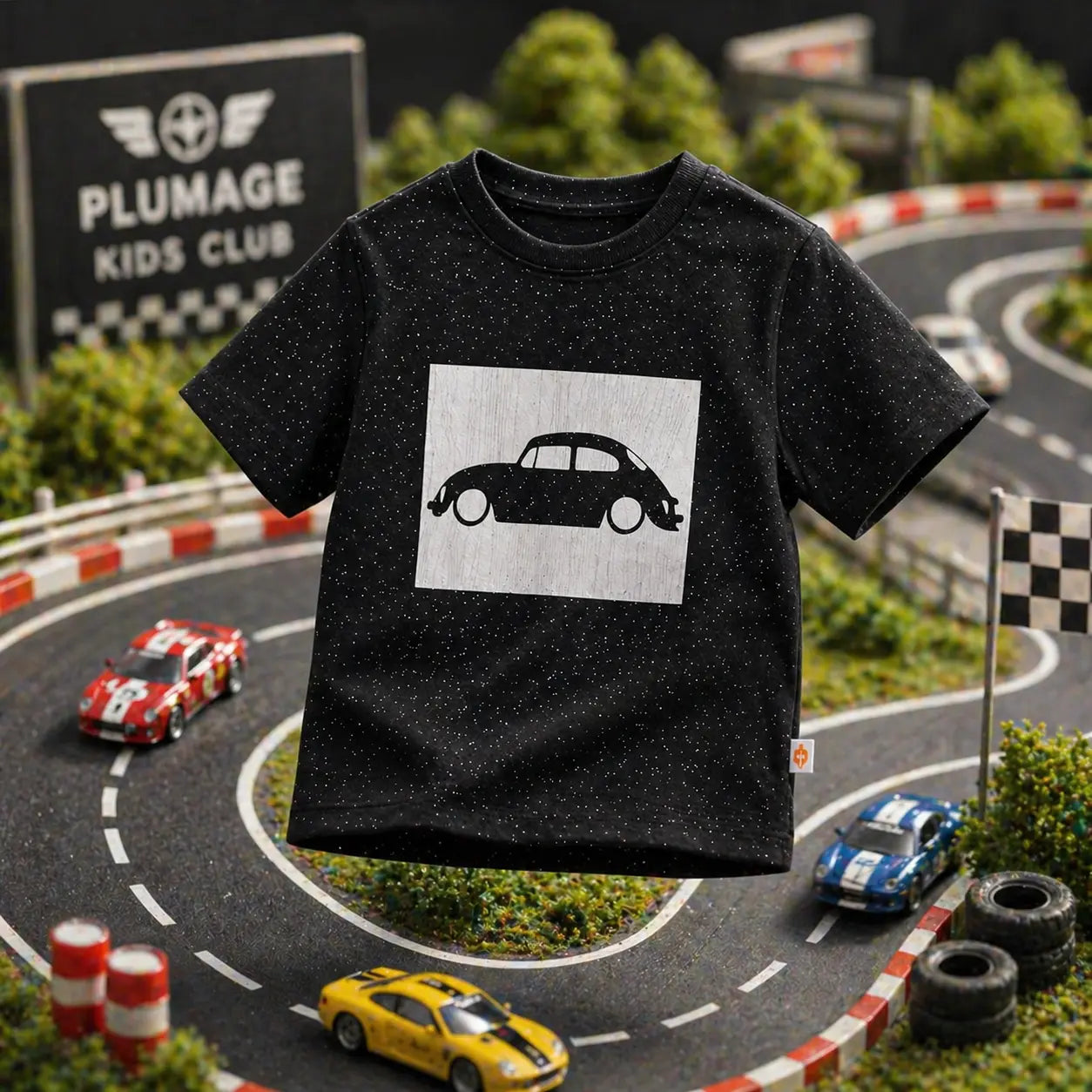 Stylish Boys Black Car Printed Half Sleeve T-Shirt