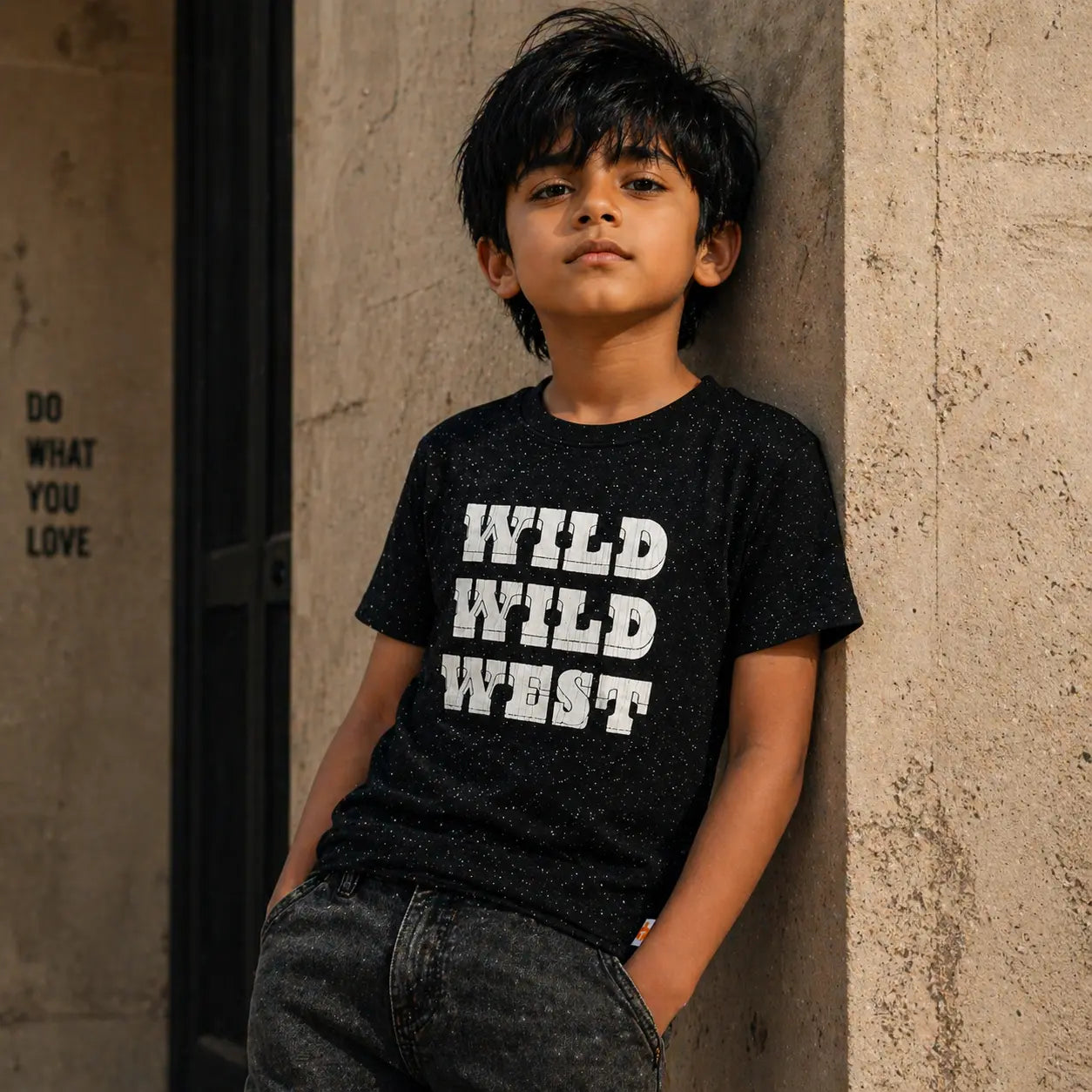 Comfortable and Trendy Boys Black Cotton Printed Half Sleeve T-Shirt