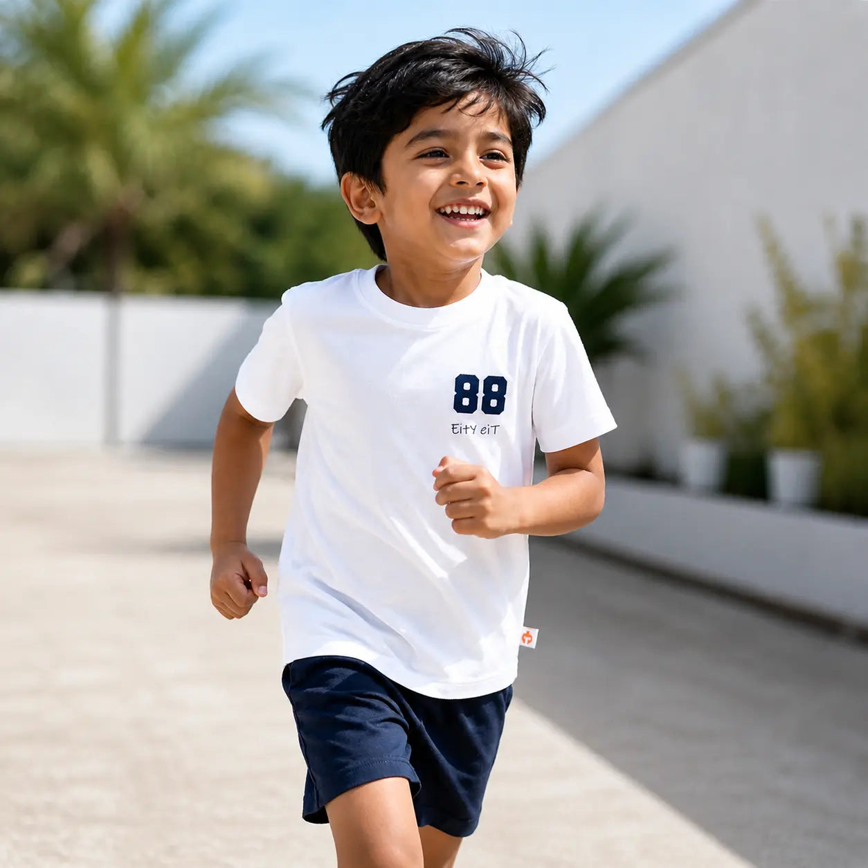 Boys White Colour Cotton Printed Half Sleeve Printed T-Shirt