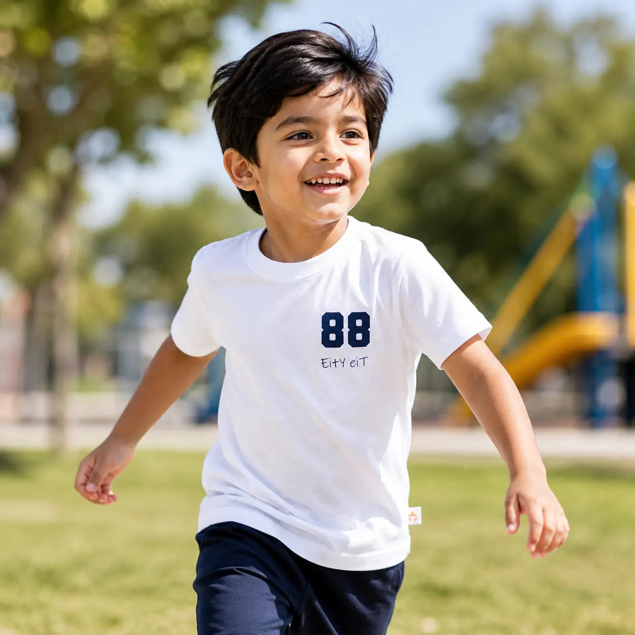 Boys White Colour Cotton Printed Half Sleeve Printed T-Shirt
