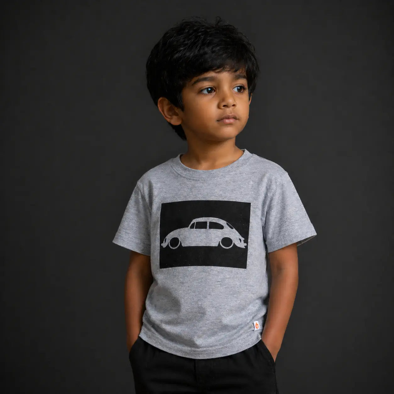 Boys Grey Colour Car Printed Half Sleeve Printed T-Shirt