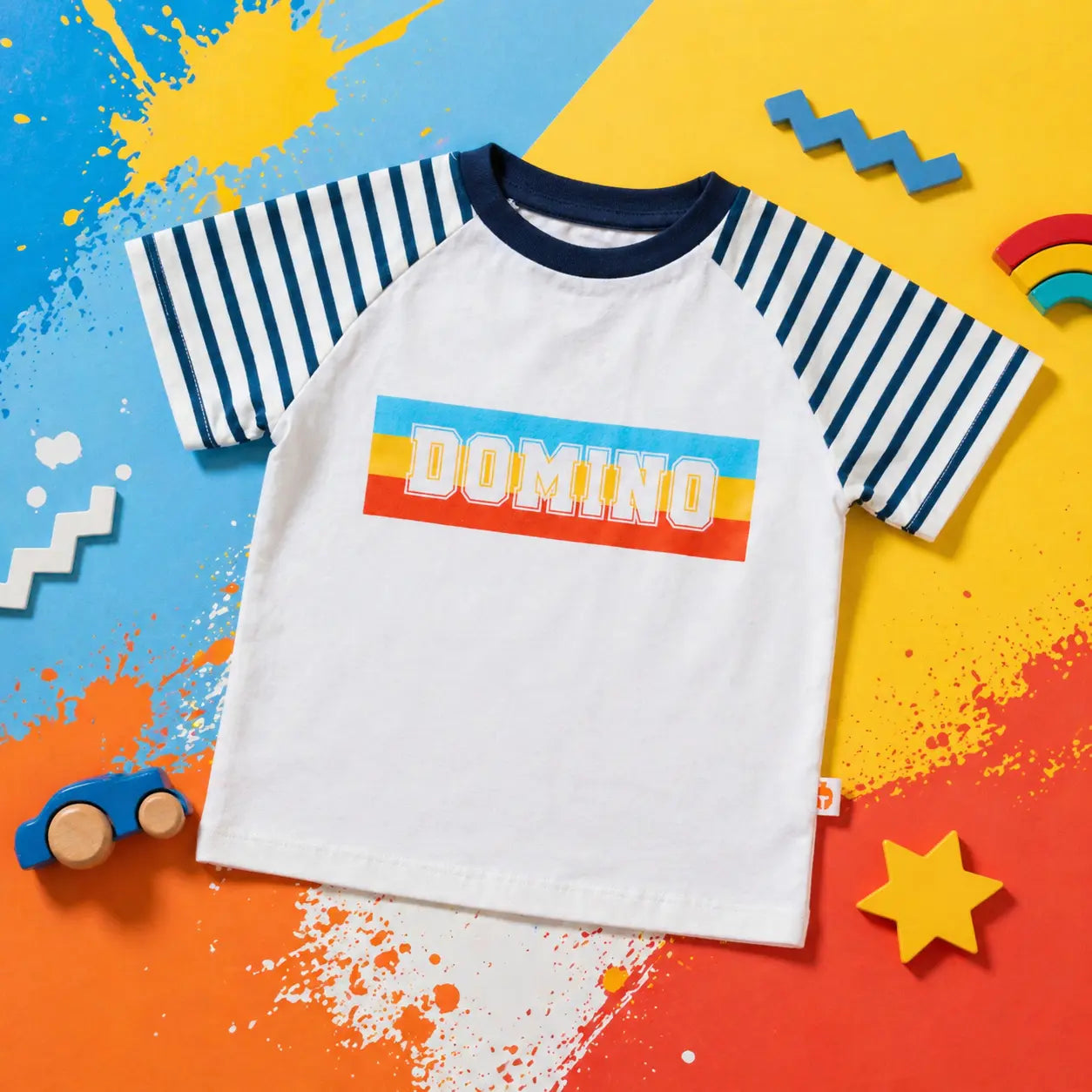 Boys Cotton Half Sleeve Domino Printed T-Shirt