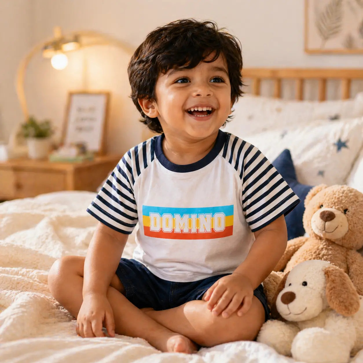 Boys Cotton Half Sleeve Domino Printed T-Shirt