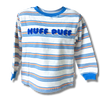 Boys White Cotton T-Shirt with Multicolored Stripes and Word Print - Full Sleeve