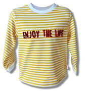 Comfortable Boys Yellow Cotton T-Shirt with Trendy Word Print - Full Sleeve