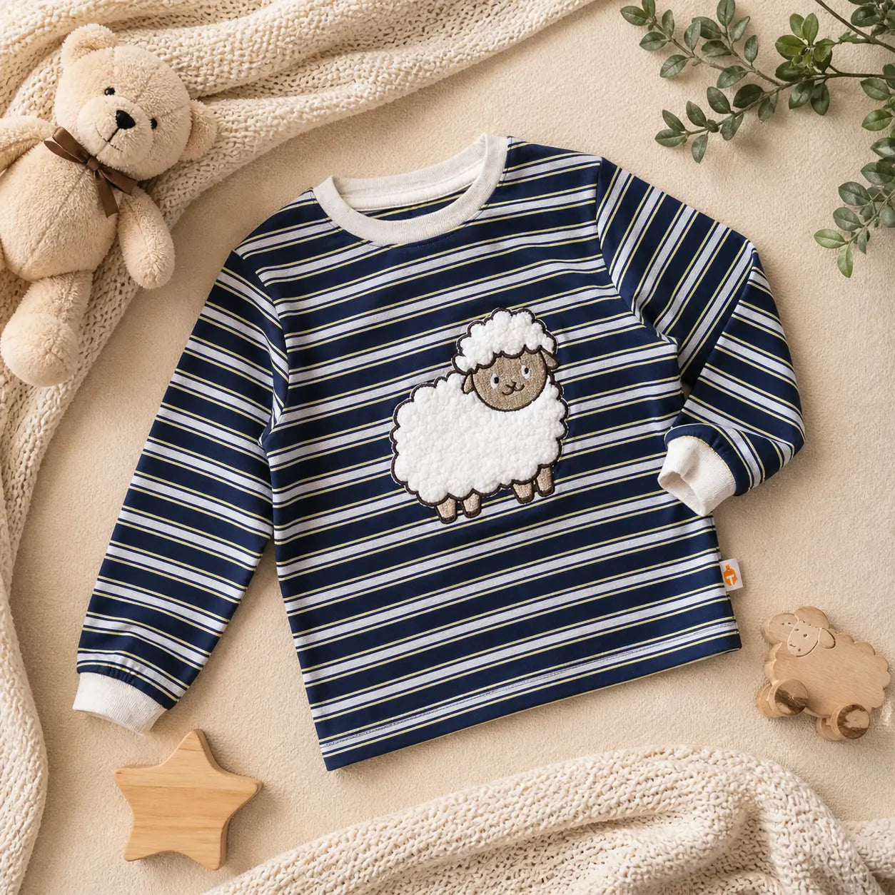 Boys Black Cotton Full Sleeve T-Shirt (Sheep Print, Ages 2-8) | Plumage Shop