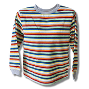 Boys Multi-Coloured Striped Cotton Full-Sleeve T-Shirt