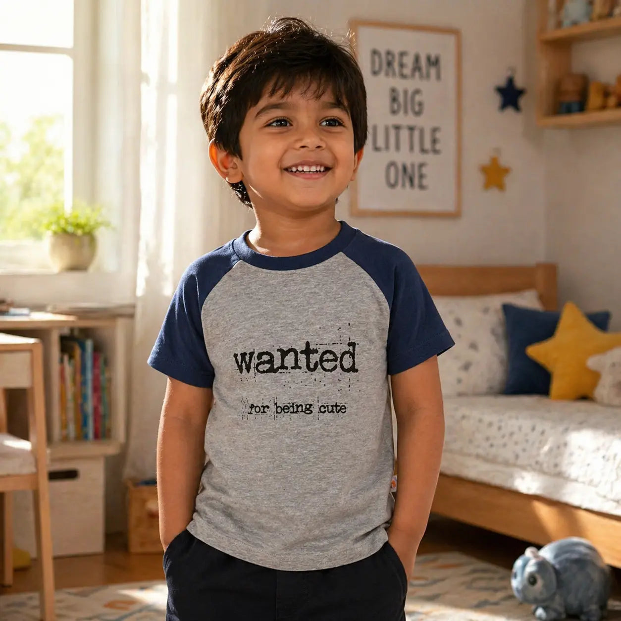 Wanted Printed Boys Cotton Half Sleeve T-Shirt(Ages 2-8 Years) | PlumageShop