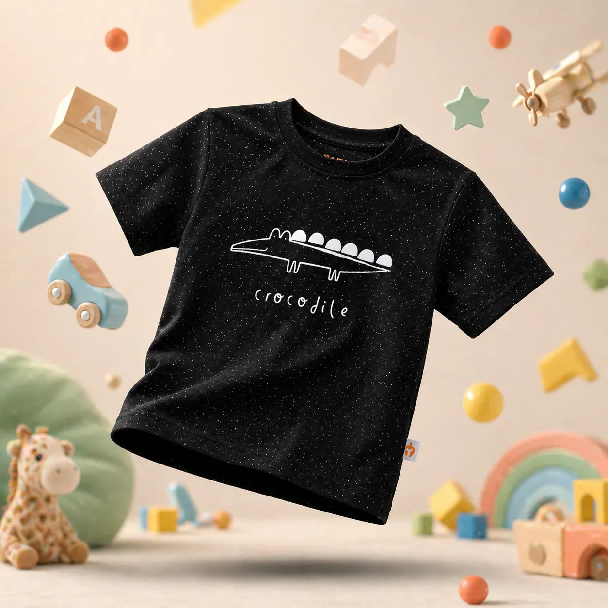 Boys Cotton Crocodile Printed Half Sleeve T-Shirt