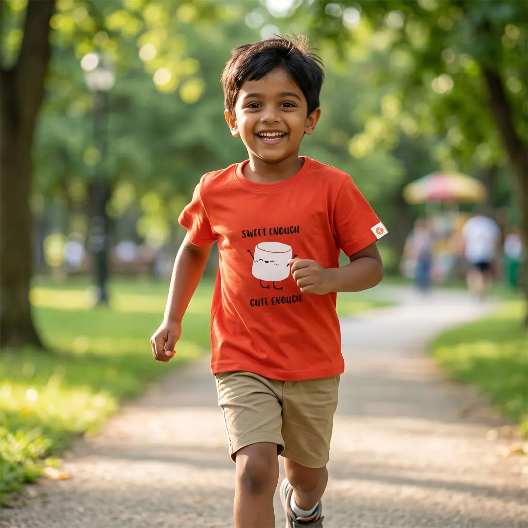 Boys Red Half Sleeve Cotton T-shirt(Ages 2-8) | Plumageshop