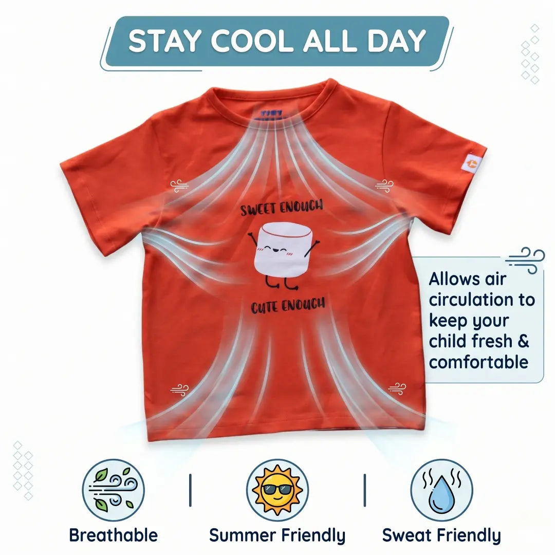 Boys Red Half Sleeve Cotton T-shirt(Ages 2-8) | Plumageshop