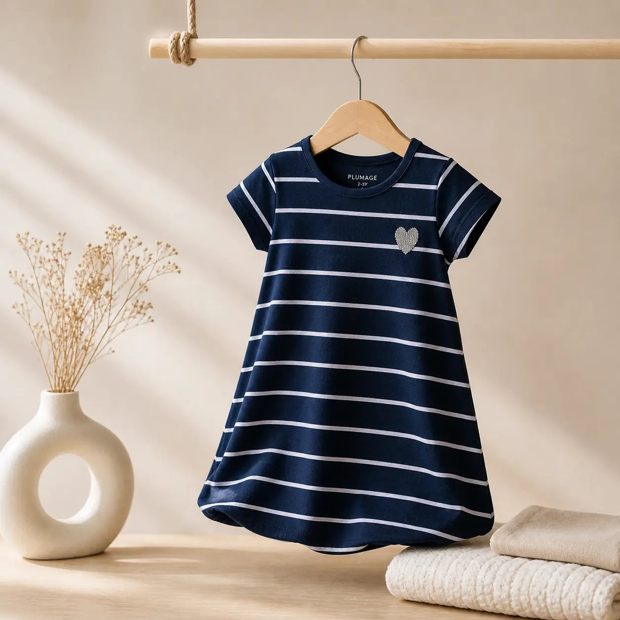 Girls Cotton Navy Colour Half Sleeve Top