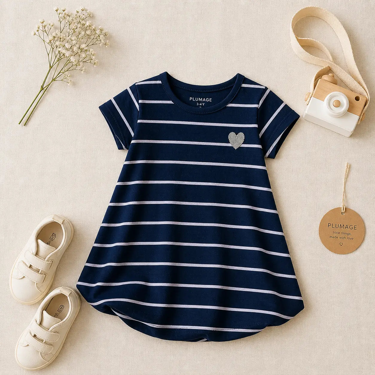 Girls Cotton Navy Colour Half Sleeve Top