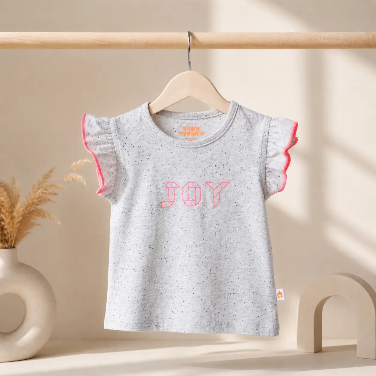 Girls Cotton Grey Colour Printed Half Sleeve T-Shirt