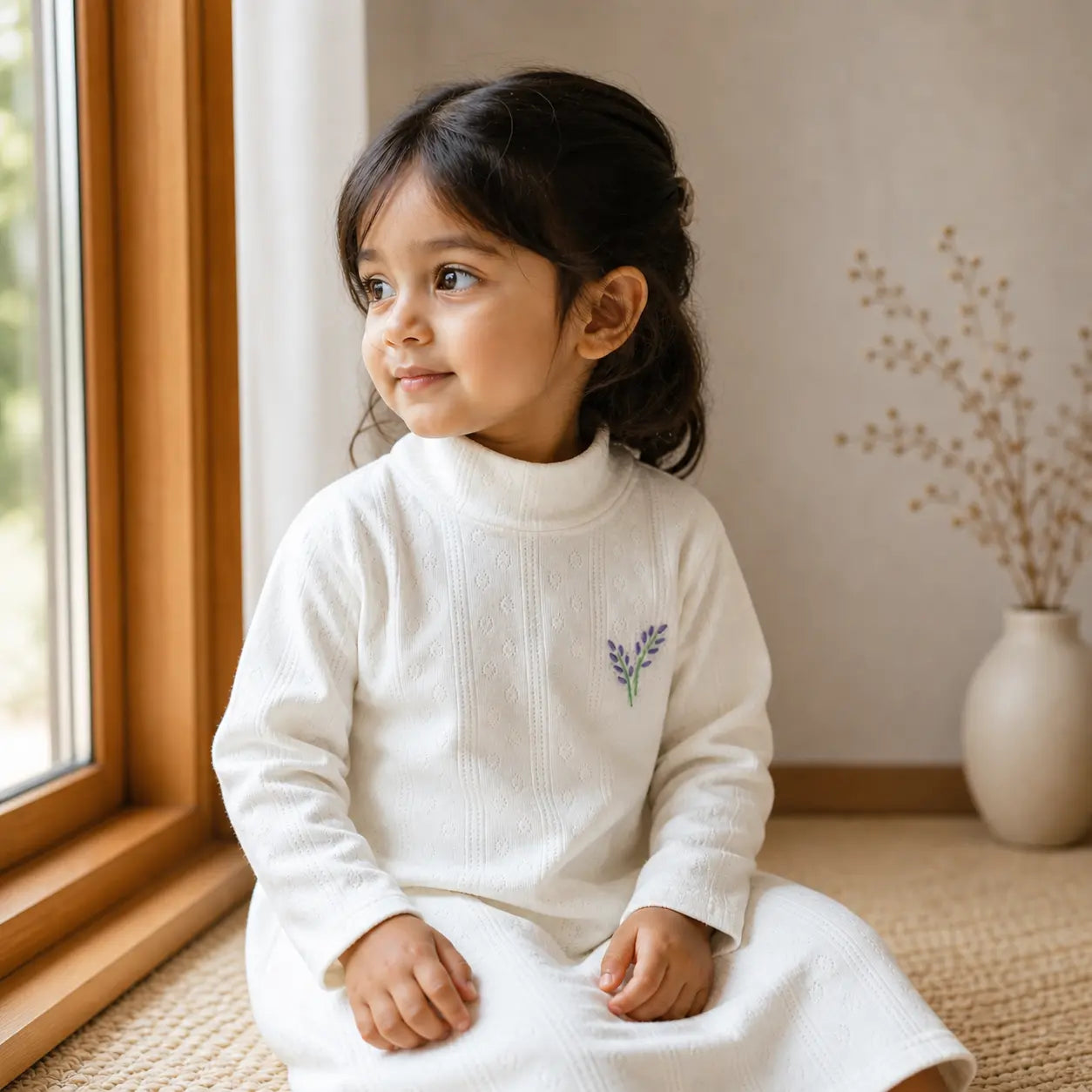 Girls Cotton White Colour Full Sleeve Long Top