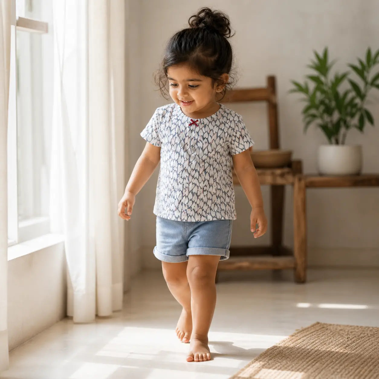 Girls Heart Printed Cotton T-Shirt