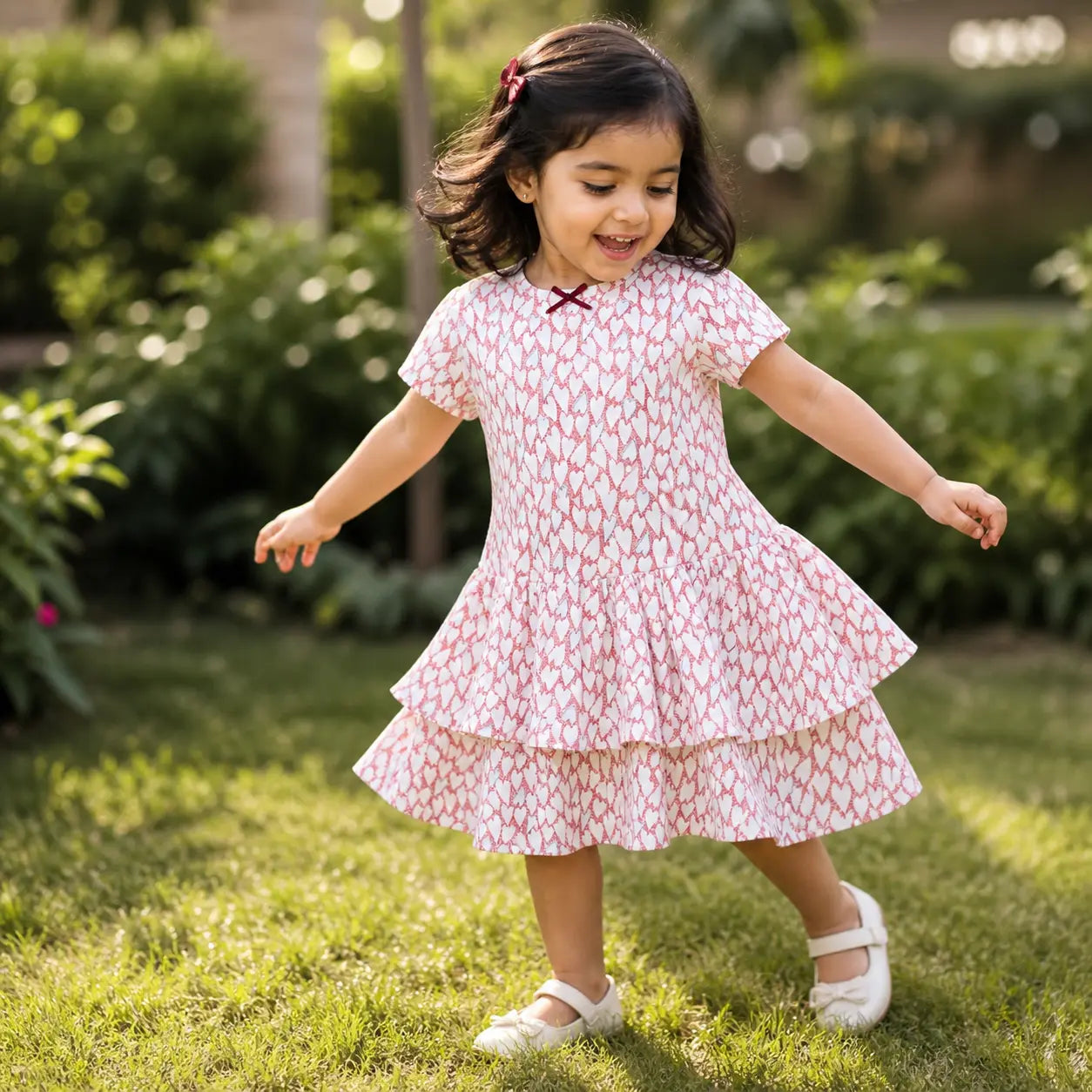 Girls Cotton All Over Printed Dress