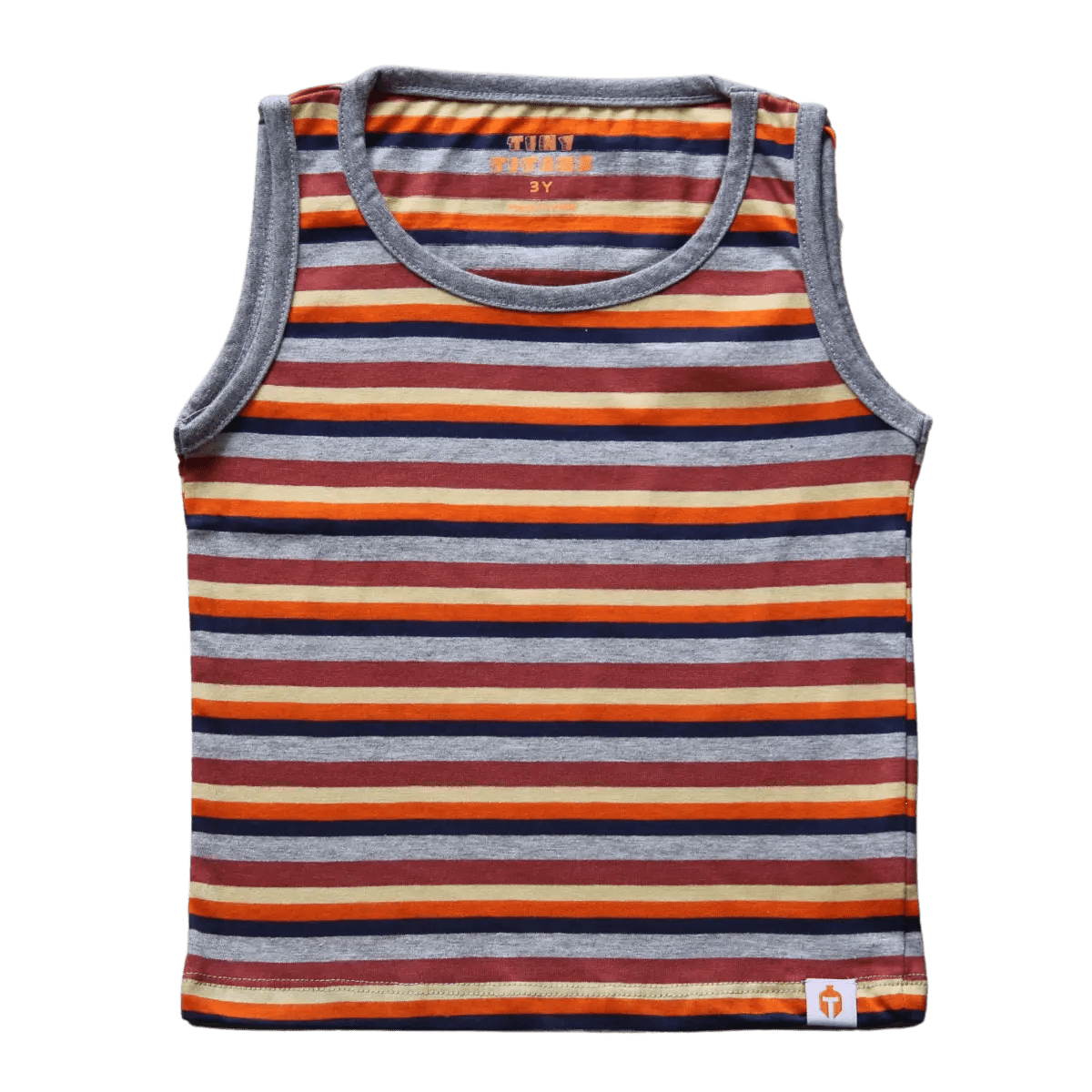 Boys Yarn - Dyed Striped Sleeveless T-Shirt - Melange stripes - Plumage Shop