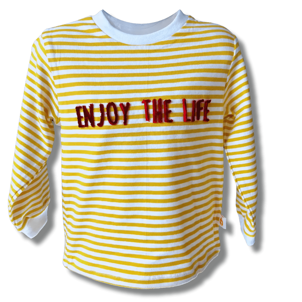 Comfortable Boys Yellow Cotton T-Shirt with Trendy Word Print - Full Sleeve - Plumage Shop