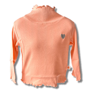 Girls Coral Colour Heart Printed Full Sleeve Top.