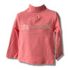 Girls Coral Pink Cotton Printed Full Sleeve Top.