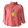 Girls Coral Pink Cotton Bird Printed Full Sleeve Top.