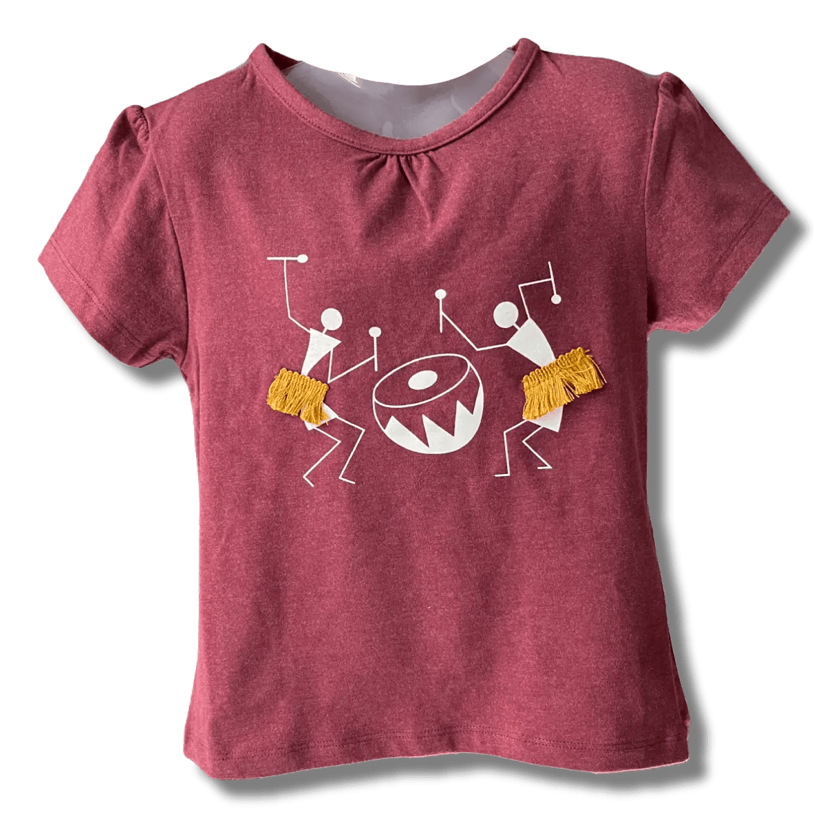 Girls Burgundy Colour Tribal Printed Half Sleeve T-Shirt - Plumage Shop