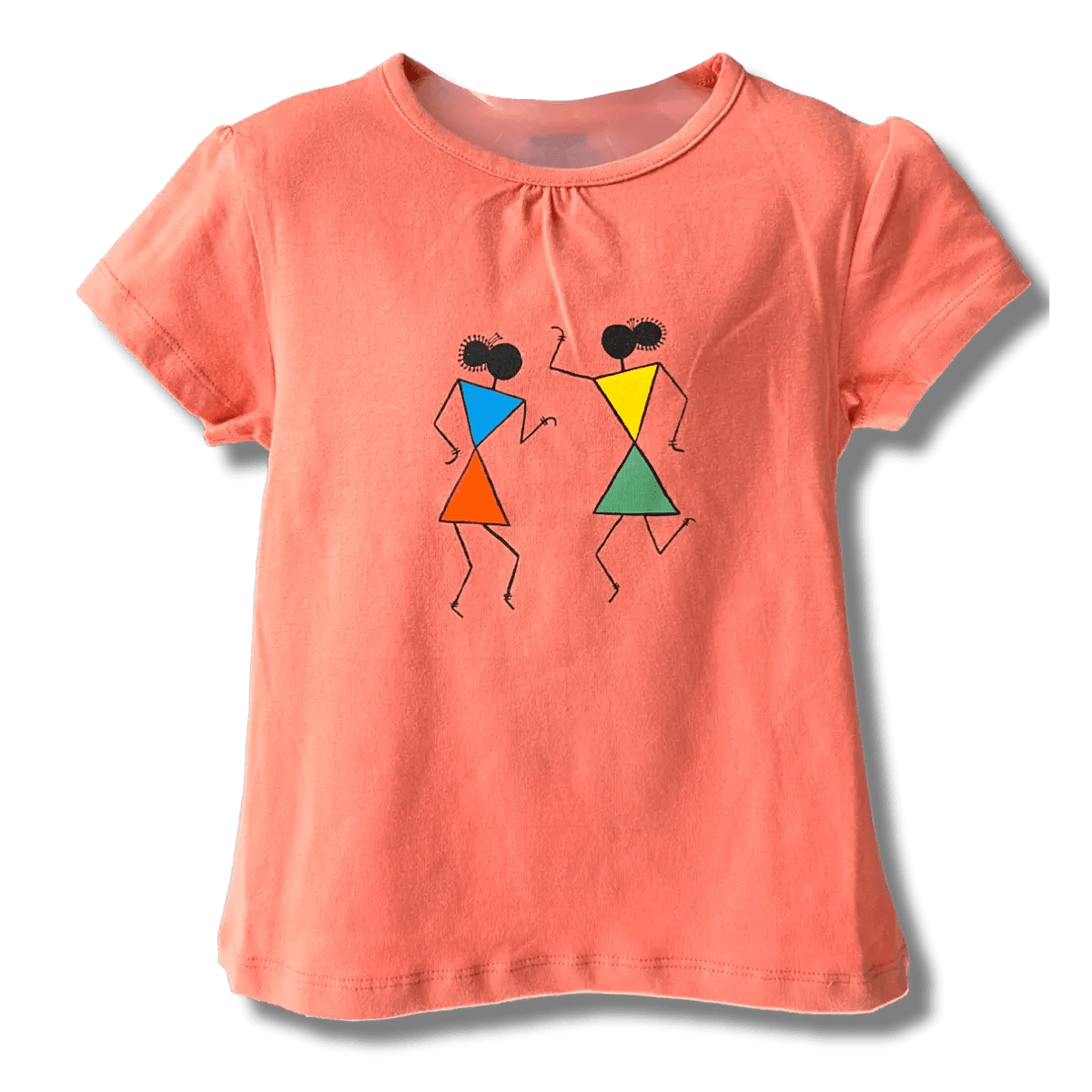 Girls Coral Colour Ancient girl Printed Half Sleeve T-Shirt - Plumage Shop
